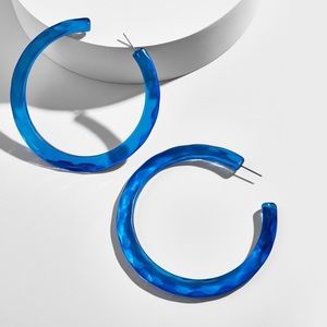 Baublebar Heidy Lucite Textured Hoop Earrings in Cobalt